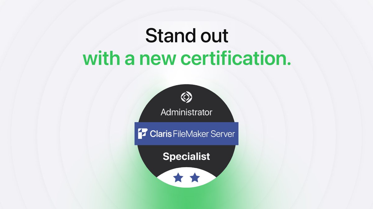 Deploy and manage Claris FileMaker Server like a pro. 👏

With this certification course, you'll learn:
✅ Core components of FileMaker Server 
✅ Techniques to load and manage FileMaker files 
✅ Mastering Admin Console and CLI basics

Get started here. content.claris.com/two-q3fy25-ssc…