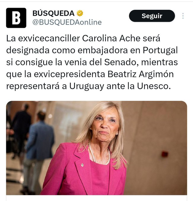El gobierno del <a href="/Frente_Amplio/">Frente Amplio</a> nombra embajadora en UNESCO a la persona q en una sesion del Senado, hizo q una Senadora se sacara una remera de Familiares, una organización en pro de los DDHH.
El chiste se cuenta solo.