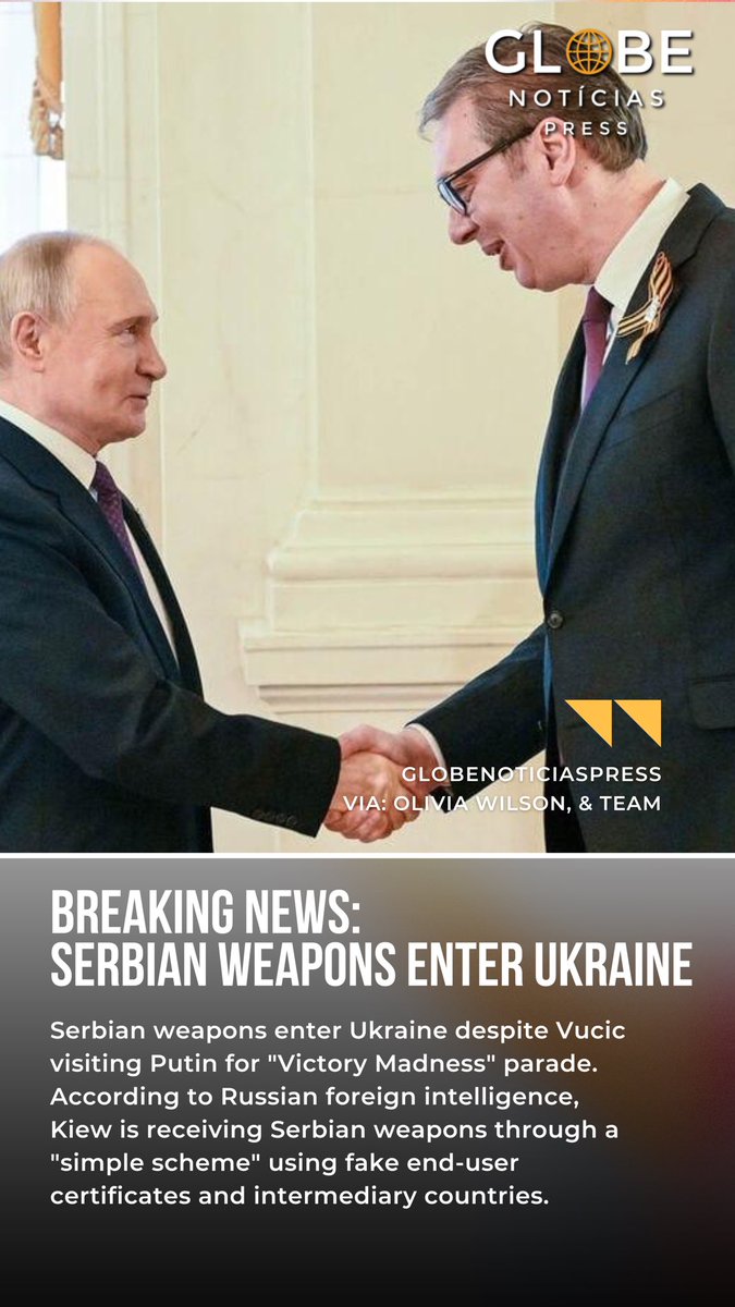 GNP_UNION's tweet photo. Serbian weapons enter Ukraine despite Vucic visiting Putin for "Victory Madness" parade. #news #globalnews #worldnews #politics https://t.co/2Hmj4Iinju