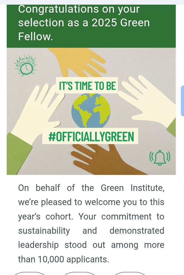 AlphaAm50113087's tweet photo. Congratulations to me and the entire team of Dear Plastic. I stood out among more than 10,000 applicants for the 2025 Green Fellow by the Green Institute.
#dearplastic
#ecotalk https://t.co/hs9Fm4iBu0
