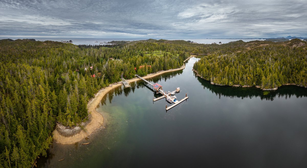 HakaiInstitute's tweet image. We’re taking a brief nature break to admire this aerial photo our team recently took of the Hakai Institute’s Calvert Island Ecological Observatory. Have you been to Calvert? You can tell us in the comments!