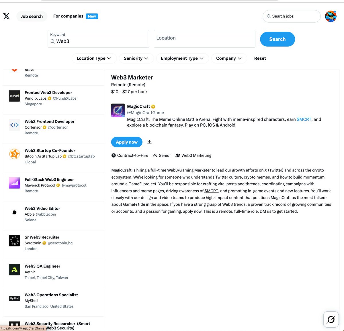 Just realised X has rolled out a jobs section. Pretty interesting how the product team are taking this app.  Those looking for jobs need not leave X to find one. Feels real fast and excited to see how they could make this different from Linkedin.