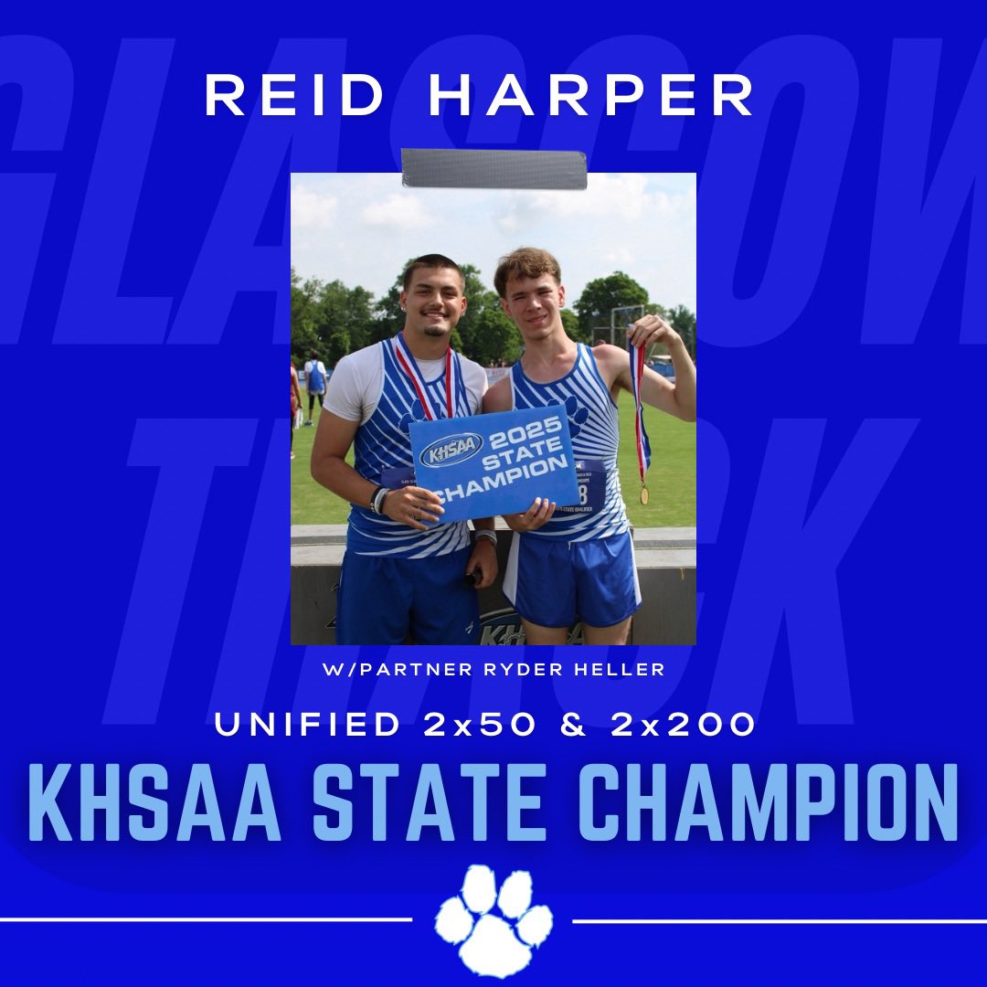 Reid Harper does it AGAIN… &amp; then AGAIN! 🥇🥇🥇

Reid has now won 3 state titles, adding wins in both the Unified 2x50 and Unified 2x200! 🐾

#StateChampion #GlasgowTrack