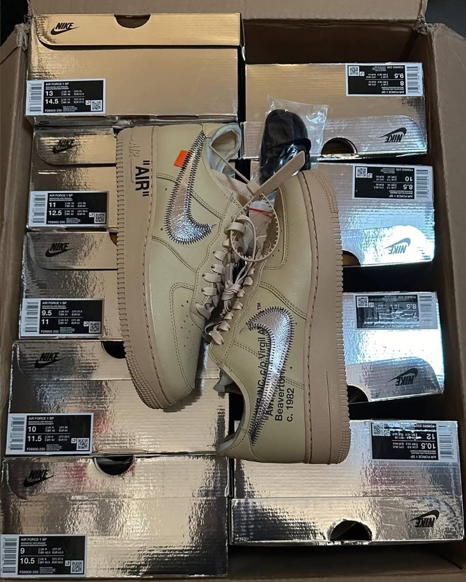 HYPEBEAST's tweet photo. Off-White x Nike Air Force 1 SP "Sesame" 👀 https://t.co/8UKFIPDGH9