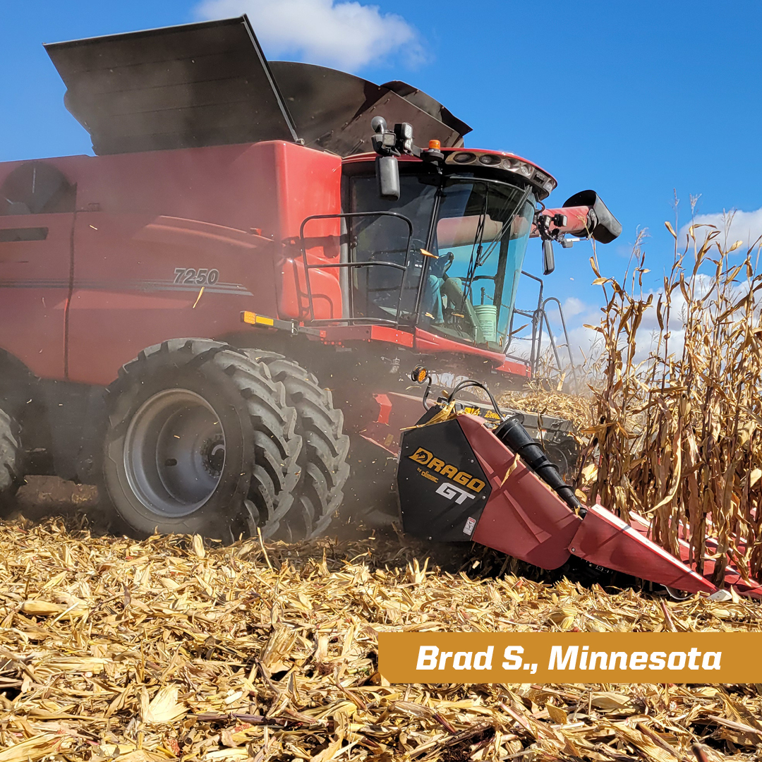 In farming, there's no better time than harvest, especially when you harvest with the best corn head to bring it home. Just ask Brad S., Minnesota. See for yourself at dragotec.com/testimonials.