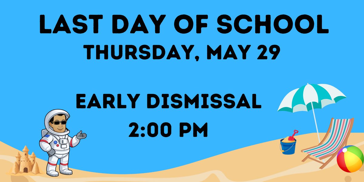 ExplorersCol's tweet image. Attention Collins Families: Early Dismissal!
This is a friendly reminder that there is early dismissal today at 2:00 pm. We hope all of our Explorers have a great summer!