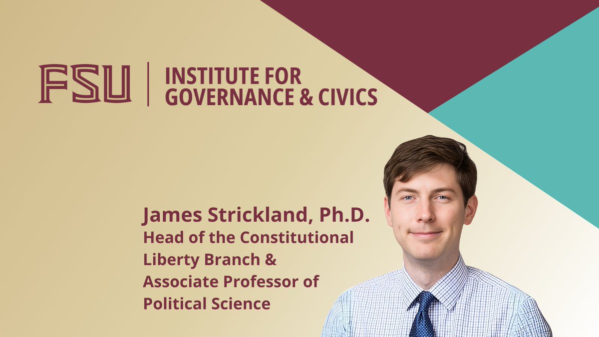 Institute for Governance and Civics (@fsuigc) on Twitter photo We are excited to announce that <a href="/profstrickland/">James Strickland</a> will be joining #FSU as an Associate Prof. of Political Science & as the new Head of the Constitutional Liberty Branch at the IGC.
#PoliticalScience #ConstitutionalLiberty #Governance #CivicEducation #PublicPolicy <a href="/FSUPoliSci/">FSU Department of Political Science</a> We are excited to announce that <a href="/profstrickland/">James Strickland</a> will be joining #FSU as an Associate Prof. of Political Science & as the new Head of the Constitutional Liberty Branch at the IGC.
#PoliticalScience #ConstitutionalLiberty #Governance #CivicEducation #PublicPolicy <a href="/FSUPoliSci/">FSU Department of Political Science</a>