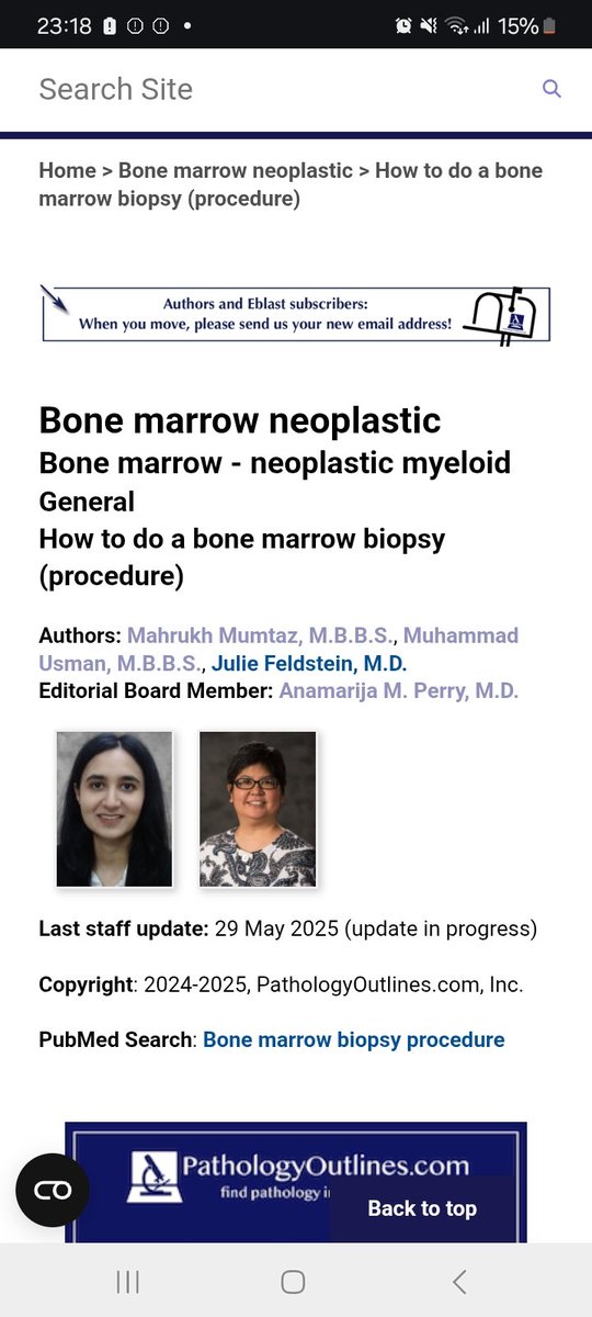Mahrukh Mumtaz, MD (@mahrukhmumtaz9) on Twitter photo Our work on 'How to do a bone marrow biopsy (procedure) is now live! Thank you <a href="/Pathoutlines/">PathologyOutlines.com</a> for the opportunity.
Link: pathologyoutlines.com/topic/bonemarr…
#PathTwitter #pathology #hematology #hemepath Our work on 'How to do a bone marrow biopsy (procedure) is now live! Thank you <a href="/Pathoutlines/">PathologyOutlines.com</a> for the opportunity.
Link: pathologyoutlines.com/topic/bonemarr…
#PathTwitter #pathology #hematology #hemepath