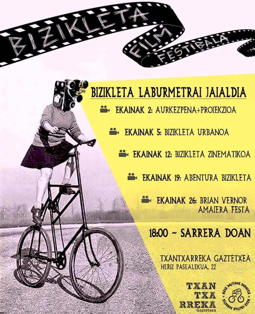 Bizikleta laburmetrai jaialdia Antiguoko <a href="/Txantxarreka/">Txantxarreka</a> gaztetxean.