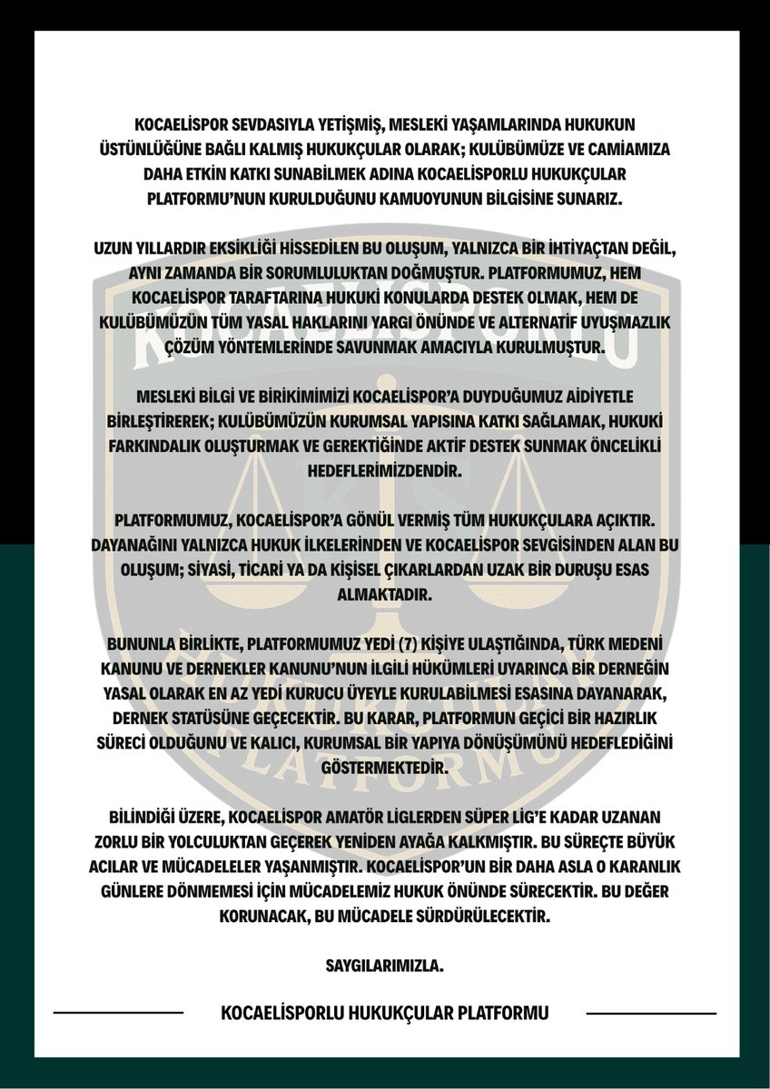 Kocaelisporlu Hukukçular Derneği tweet media