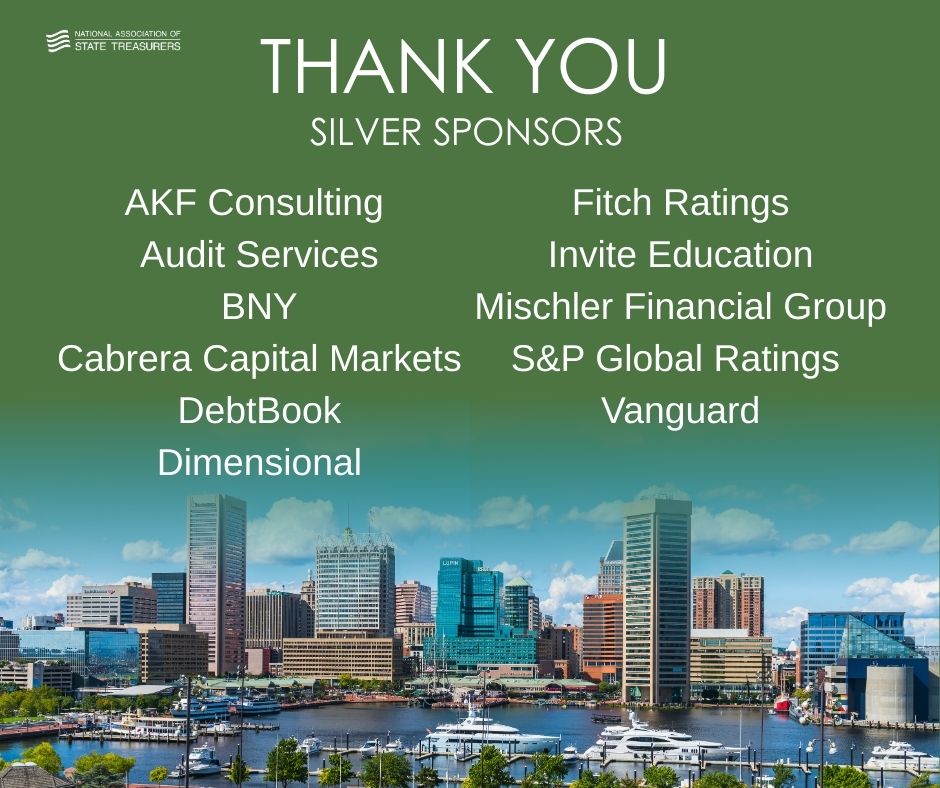 National Association of State Treasurers (@statetreasurers) on Twitter photo We have so many silver sponsors for #NAST2025! Thank you for your support: <a href="/529Source/">Andrea Feirstein</a>, @auditservicesus, <a href="/BNYglobal/">BNY</a>, <a href="/CapitalCabrera/">Cabrera Financial Capital</a>, @DebtBookHQ, <a href="/dimensional/">Dimensional Fund Advisors</a>, <a href="/FitchRatings/">Fitch Ratings</a>, <a href="/InviteEducation/">@InviteEducation</a>, Mischler Financial Group, <a href="/SPGlobal/">S&P Global</a>, and <a href="/Vanguard_Group/">Vanguard</a>. We have so many silver sponsors for #NAST2025! Thank you for your support: <a href="/529Source/">Andrea Feirstein</a>, @auditservicesus, <a href="/BNYglobal/">BNY</a>, <a href="/CapitalCabrera/">Cabrera Financial Capital</a>, @DebtBookHQ, <a href="/dimensional/">Dimensional Fund Advisors</a>, <a href="/FitchRatings/">Fitch Ratings</a>, <a href="/InviteEducation/">@InviteEducation</a>, Mischler Financial Group, <a href="/SPGlobal/">S&P Global</a>, and <a href="/Vanguard_Group/">Vanguard</a>.