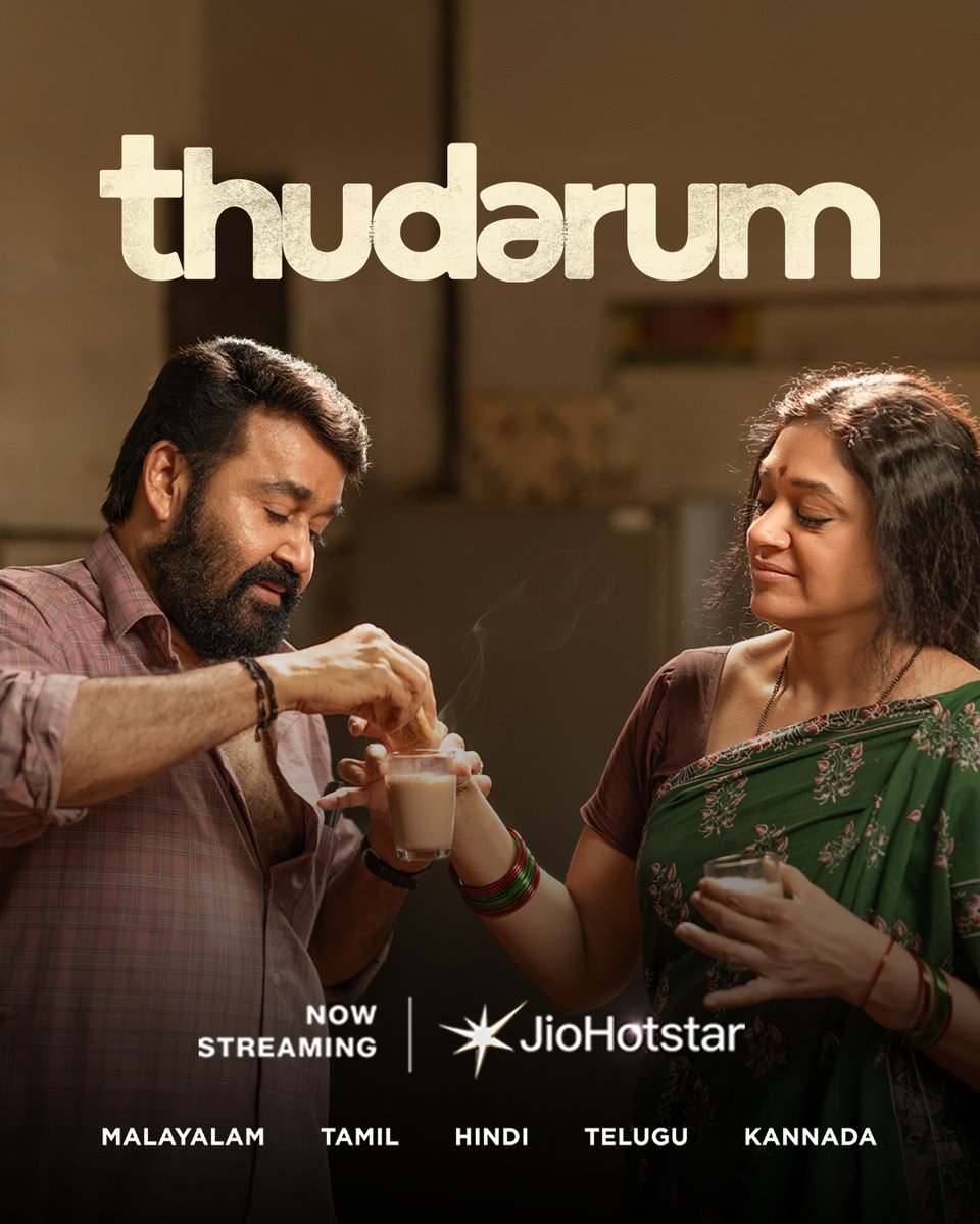 JioHotstar Malayalam (@jiohotstarmal) on Twitter photo Thudarum is now streaming exclusively on JioHotstar.
Watch in Malayalam, Hindi, Tamil, Telugu, and Kannada.
@mohanlal <a href="/shobana_actor/">shobana</a> <a href="/Rejaputhra_VM/">Rejaputhra Visual Media</a> <a href="/talk2tharun/">Tharun Moorthy</a>
#Thudarum #JioHotstar #JioHotstarMalayalam #ThudarumOnJioHotstar #Mohanlal #Shobhana #MalayalamCinema #Mollywood Thudarum is now streaming exclusively on JioHotstar.
Watch in Malayalam, Hindi, Tamil, Telugu, and Kannada.
@mohanlal <a href="/shobana_actor/">shobana</a> <a href="/Rejaputhra_VM/">Rejaputhra Visual Media</a> <a href="/talk2tharun/">Tharun Moorthy</a>
#Thudarum #JioHotstar #JioHotstarMalayalam #ThudarumOnJioHotstar #Mohanlal #Shobhana #MalayalamCinema #Mollywood