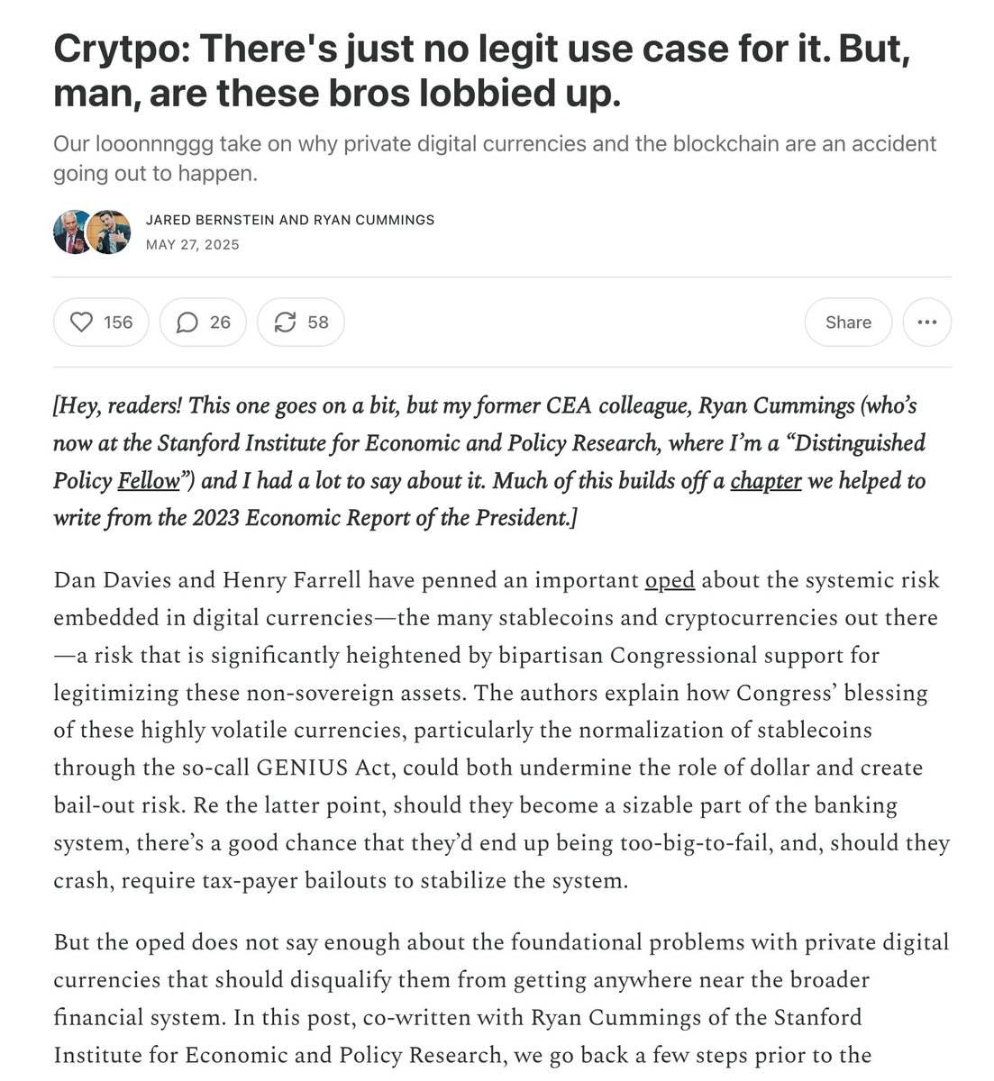 This whole post gives massive "the internet is just a fax machine" vibes

With a guy like this as an advisor, it's no wonder the Biden admin fumbled crypto so hard