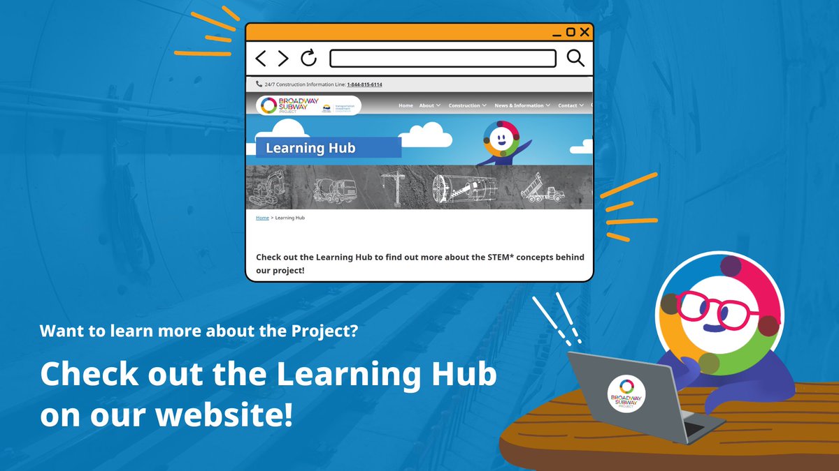 Interested in learning more about the Broadway Subway Project?

Check out the Learning Hub on our website: 
ow.ly/T5hB50VVUfb

From conducting hands-on experiments to exploring interesting facts and infographics, there’s a way to learn (and have fun) for everyone!