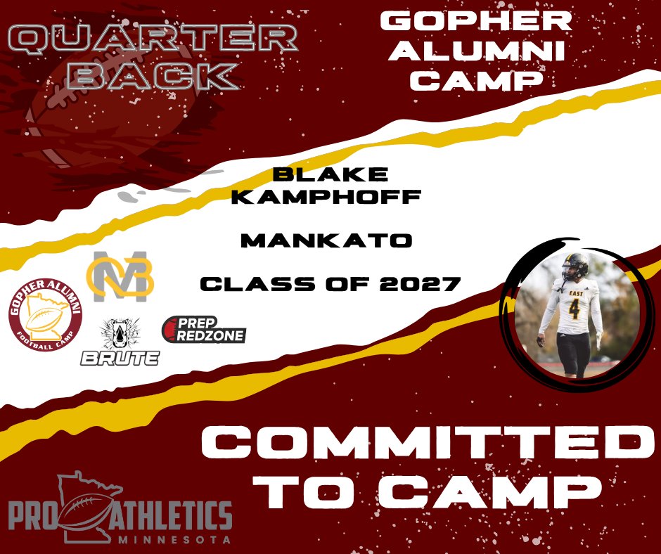 Pro MN Athletics (@promnathletics) on Twitter photo It's gonna be a stacked QB group this weekend!!
<a href="/BlakeKamphoff/">Blake Kamphoff</a> from <a href="/KatoEastFB/">Mankato East FB</a> joins a very talented group of Q's coming to work with <a href="/T_morg2/">Tanner Morgan</a> & <a href="/Adam_Weber8/">Adam Weber</a>!
Grab one of our remaining spots today!
⬇️
promnathletics.com/page/show/8939…
<a href="/PrepRedzoneMN/">Prep Redzone Minnesota</a>
<a href="/OJW_Scouting/">PrepRedzone Oliver</a>
<a href="/NWahlScouting/">Nate Wahl</a> It's gonna be a stacked QB group this weekend!!
<a href="/BlakeKamphoff/">Blake Kamphoff</a> from <a href="/KatoEastFB/">Mankato East FB</a> joins a very talented group of Q's coming to work with <a href="/T_morg2/">Tanner Morgan</a> & <a href="/Adam_Weber8/">Adam Weber</a>!
Grab one of our remaining spots today!
⬇️
promnathletics.com/page/show/8939…
<a href="/PrepRedzoneMN/">Prep Redzone Minnesota</a>
<a href="/OJW_Scouting/">PrepRedzone Oliver</a>
<a href="/NWahlScouting/">Nate Wahl</a>