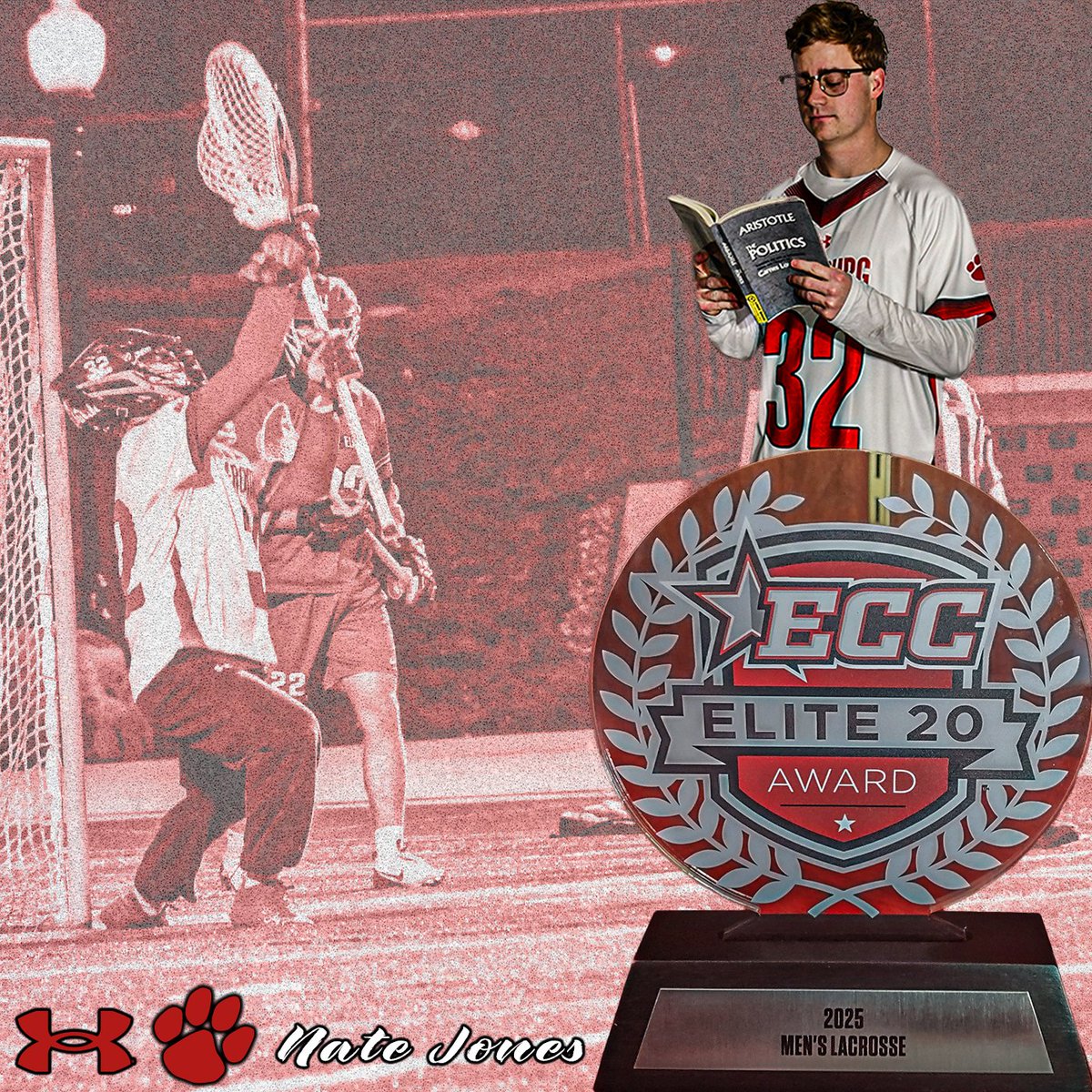 For the THIRD consecutive season, Nate earns the highest academic ECC honor for Men's Lacrosse! #BobcatPride