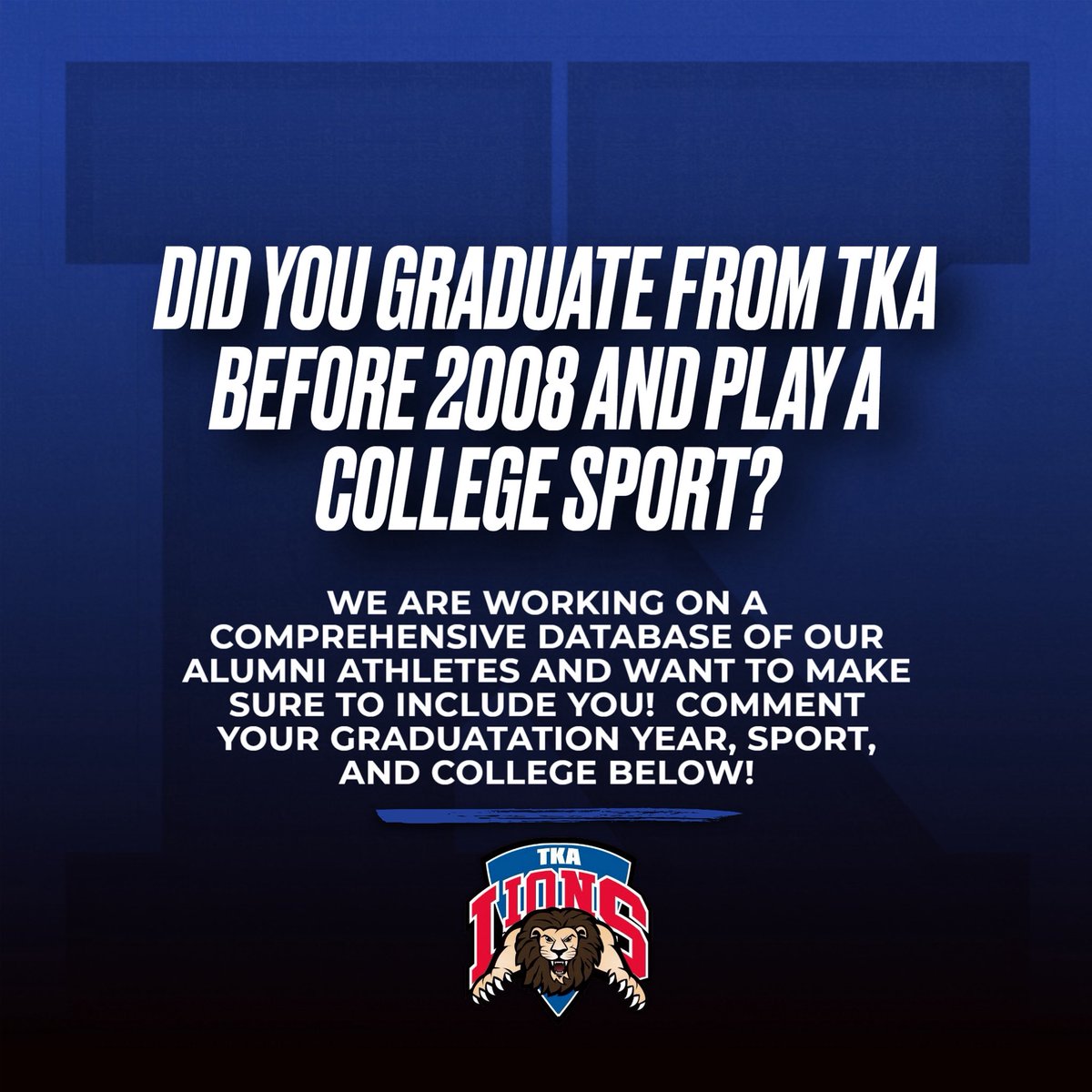 TKALions's tweet image. Help us out with this project! 🦁