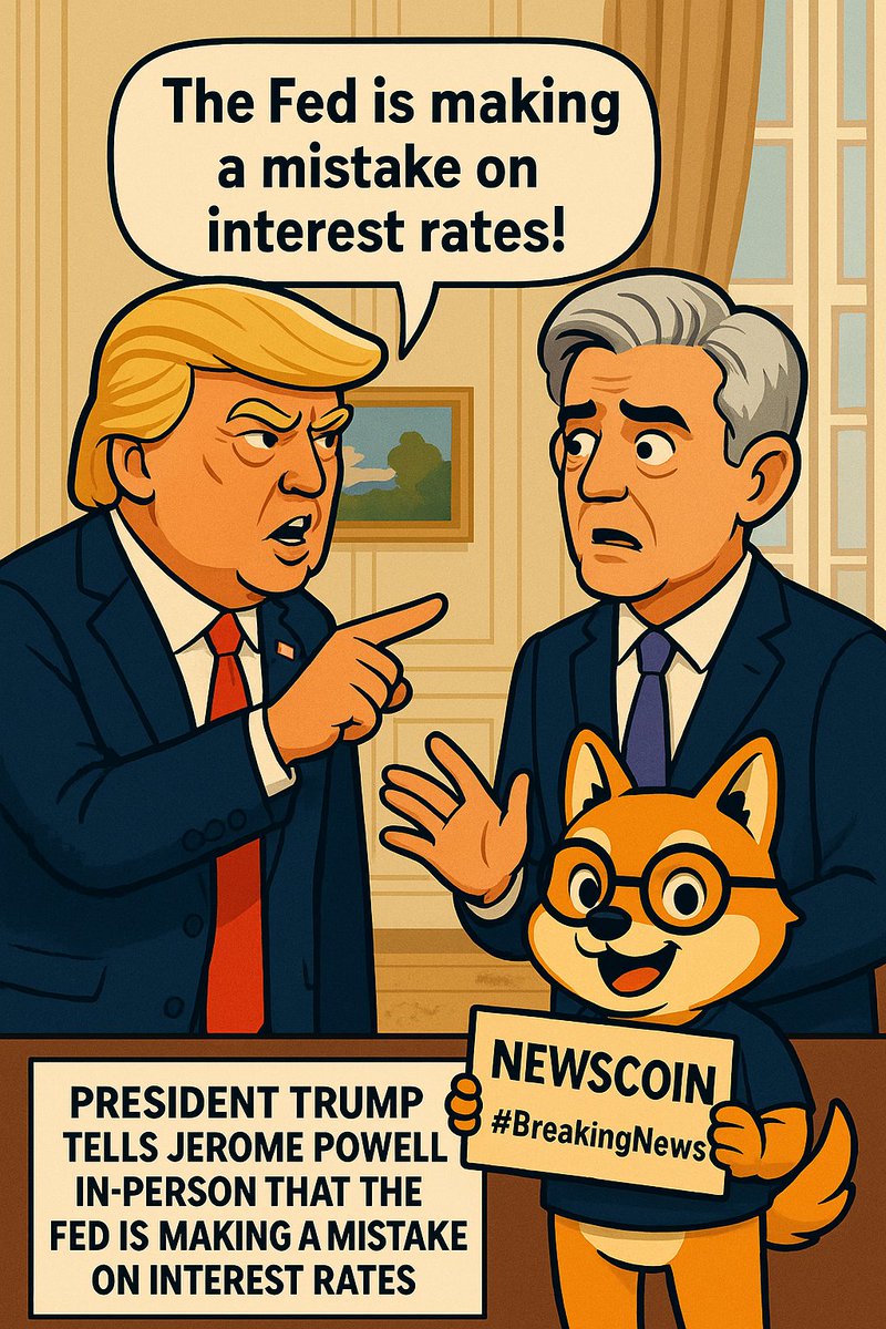 NewscoinOf's tweet photo. πΊπΈ President Trump tells Jerome Powell in-person that the Fed is making a mistake on interest rates.
#CryptoNews #CryptoMarket #Newscoin #dApps #Blockchain #USA https://t.co/55kWZs0kRH