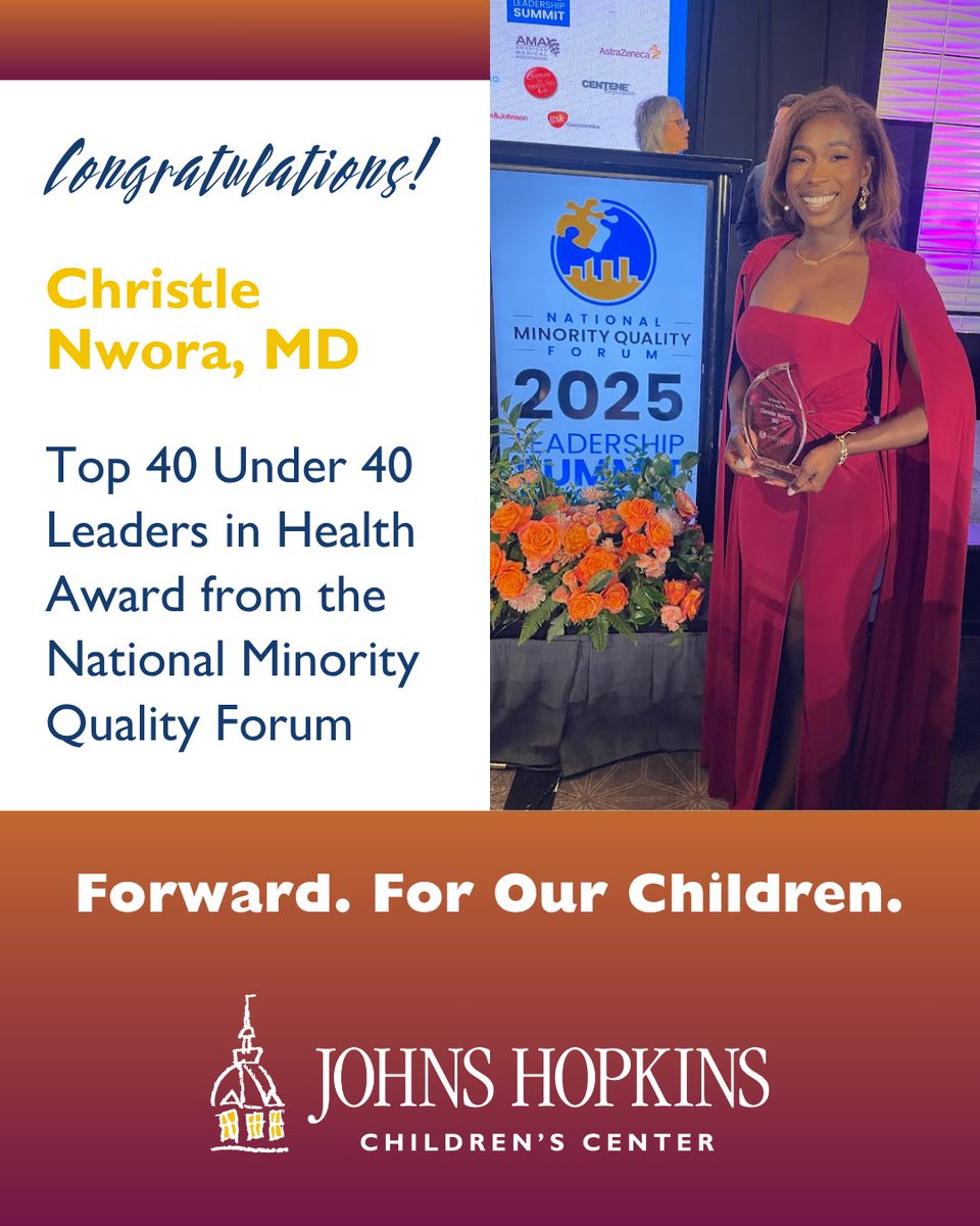 Christle Nwora, a first-year fellow in the Division of Adolescent and Young Adult Medicine at the Children's Center, was awarded the Top 40 Under 40 Leaders in Health Award from <a href="/NMQF/">NMQF</a>! This award recognizes young leaders who are at the top of their respective fields. #KidsHealth