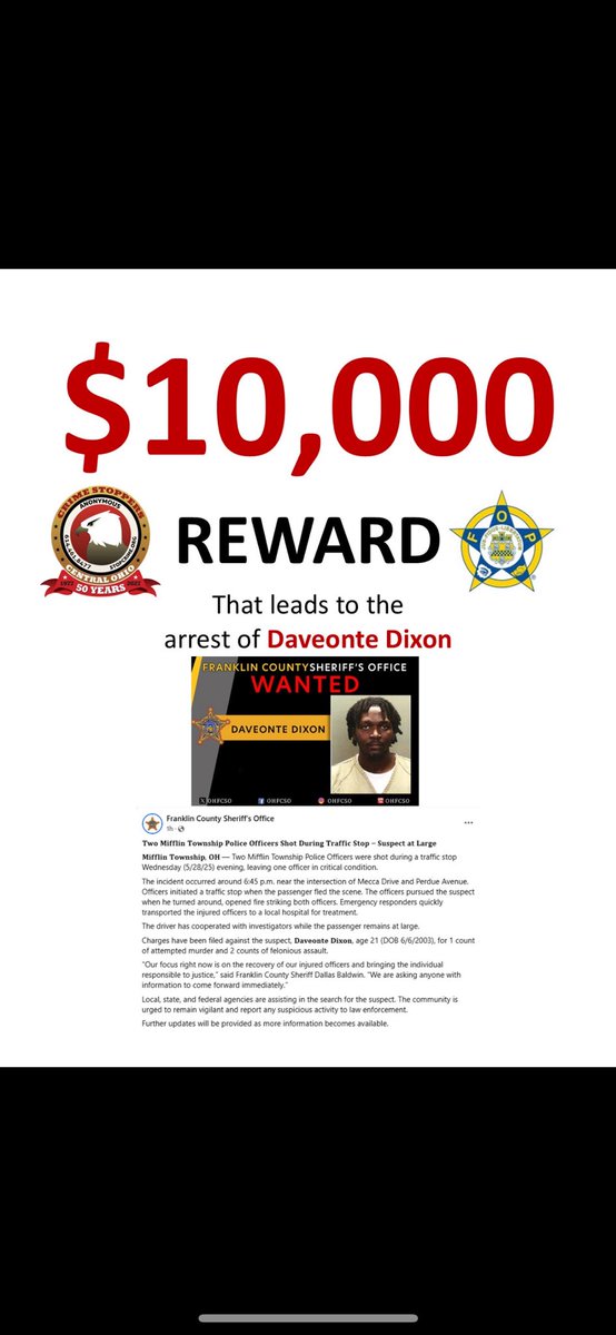 NOW: Franklin County Sheriff’s Office giving an update on the investigation into shooting of two Mifflin Township Police Officers last night. 
Sheriff Baldwin starts by saying suspect is still out there. Asking for community’s help. 

<a href="/nbc4i/">NBC4 Columbus</a>