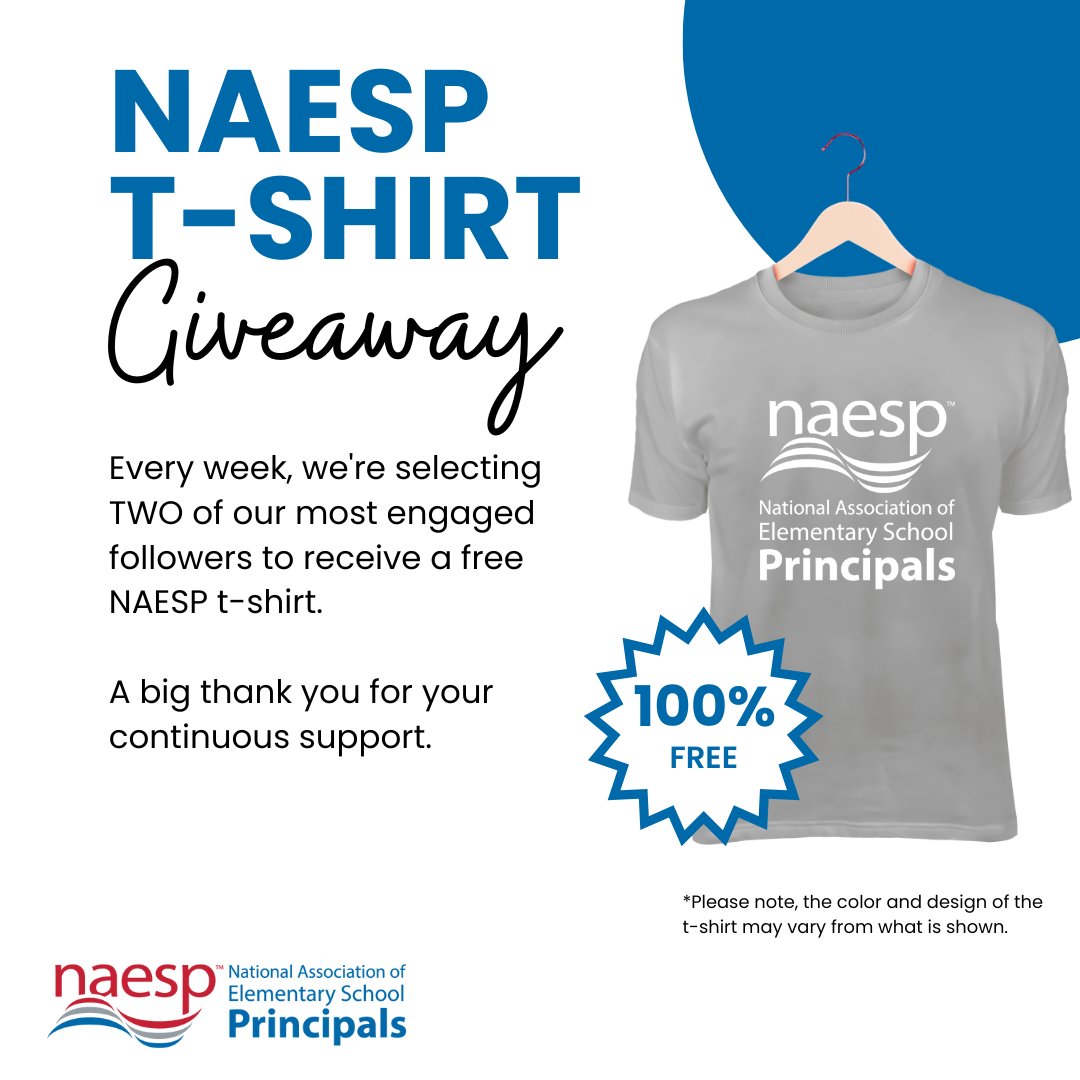 National Assoc. of Elementary School Principals (@naesp) on Twitter photo 🎉Congratulations to this week's T-shirt giveaway recipients <a href="/DrBradJohnson/">𝐁𝐫𝐚𝐝 𝐉𝐨𝐡𝐧𝐬𝐨𝐧</a> and <a href="/WillieshWshelby/">W.Shelby, Ph.D</a>!
We want to express our heartfelt gratitude for your continuous support and engagement.
Thank you for being a part of the <a href="/NAESP/">National Assoc. of Elementary School Principals</a> community!👏 #WeAreNAESP 🎉Congratulations to this week's T-shirt giveaway recipients <a href="/DrBradJohnson/">𝐁𝐫𝐚𝐝 𝐉𝐨𝐡𝐧𝐬𝐨𝐧</a> and <a href="/WillieshWshelby/">W.Shelby, Ph.D</a>!
We want to express our heartfelt gratitude for your continuous support and engagement.
Thank you for being a part of the <a href="/NAESP/">National Assoc. of Elementary School Principals</a> community!👏 #WeAreNAESP