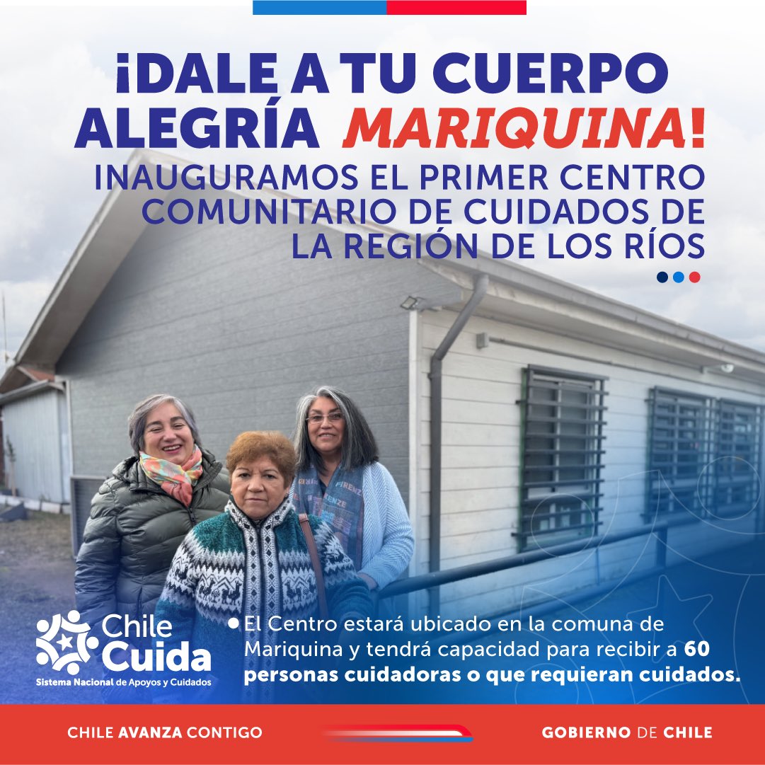 ¡Inauguramos el primer Centro Comunitario de Cuidados de la Región de Los Ríos! De esta forma, la oferta de #ChileCuida sigue avanzando firme para poder entregar apoyo y ayudas técnicas a las personas que cuidan y requieren cuidados en todo el país.