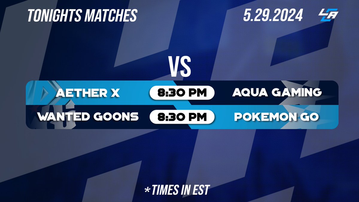 LCA Broadcasting (@lcabroadcasting) on Twitter photo π¨ Tonight's Matches Covered by LCA!π¨
βοΈ <a href="/TeamAetherX/">Team Aether</a> VS Aqua Gaming
ποΈ <a href="/Amaster15/">andrew hallman</a>
βοΈ <a href="/WantedGoons/">Wanted Goons</a> Adad. VS Pokemon GO
ποΈ <a href="/cernersandals/">Conner Rhodes</a>
π: IN REPLIES π¨ Tonight's Matches Covered by LCA!π¨
βοΈ <a href="/TeamAetherX/">Team Aether</a> VS Aqua Gaming
ποΈ <a href="/Amaster15/">andrew hallman</a>
βοΈ <a href="/WantedGoons/">Wanted Goons</a> Adad. VS Pokemon GO
ποΈ <a href="/cernersandals/">Conner Rhodes</a>
π: IN REPLIES
