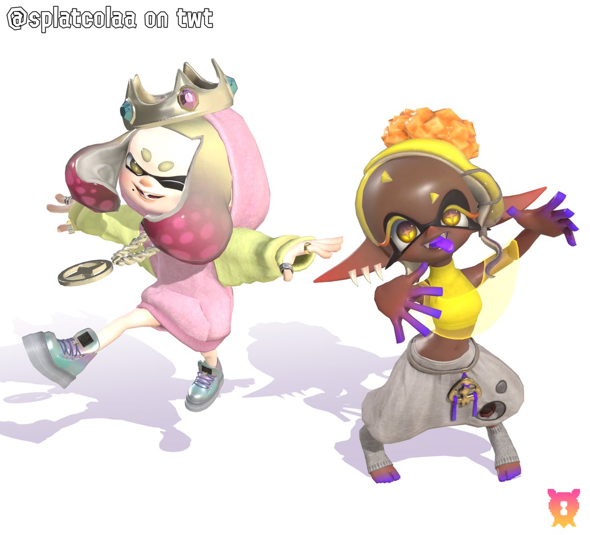 splatcolaa's tweet image. Pearl and Frye from the Anniversary Art!