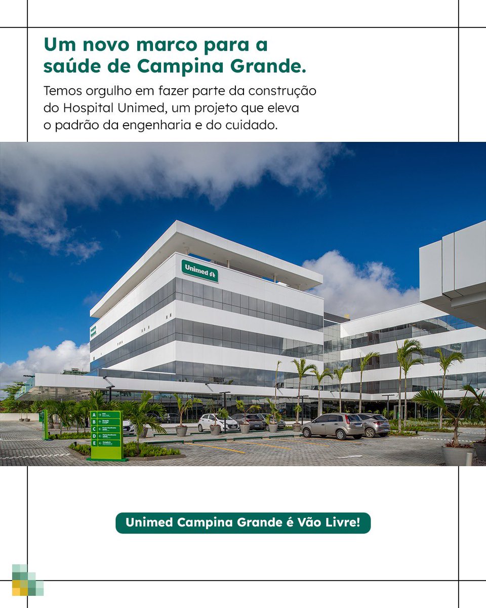 vao_livre's tweet photo. Hoje, Campina Grande celebra um marco na saúde com a inauguração do novo Hospital Unimed!

A Vão Livre tem orgulho de ter participado dessa obra, com solução em estruturas metálicas, contribuindo desde o projeto estrutural até a instalação da estrutura na obra,  executando um projeto de alto padrão técnico, com 5 pavimentos, 127 leitos e mais de 15.700m² de área construída.

Parabéns, Unimed! Parabéns, Campina Grande!
Obrigado pela confiança depositada na Vão Livre!
