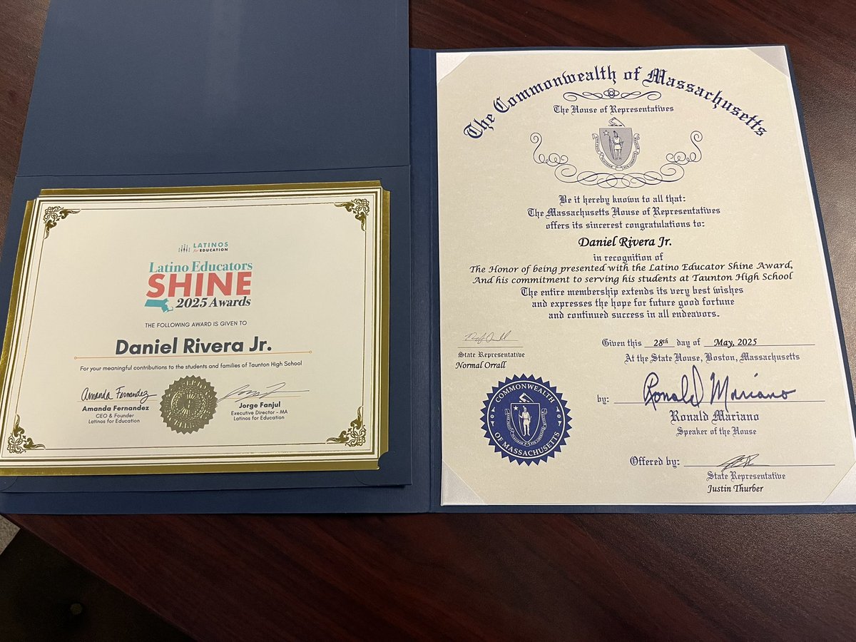 senoritapacheco's tweet photo. THS world language teacher, Daniel Rivera Jr., was recognized yesterday at the State House as one of the best Latino educators of the year! Congratulations on this well-deserved honor. You are an inspiration to all! @Taunton_Schools @JHarrisonTHS https://t.co/IMnNSr7d95