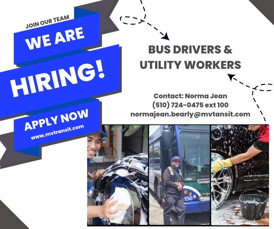 We’re Hiring Bus Drivers &amp; Utility Workers! Full Time &amp; Part Time Work Available.