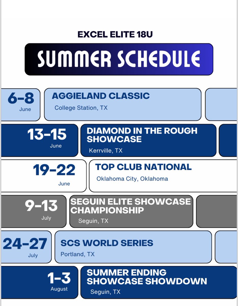 Excel Elite 18u Marshall 2025 Summer Roster