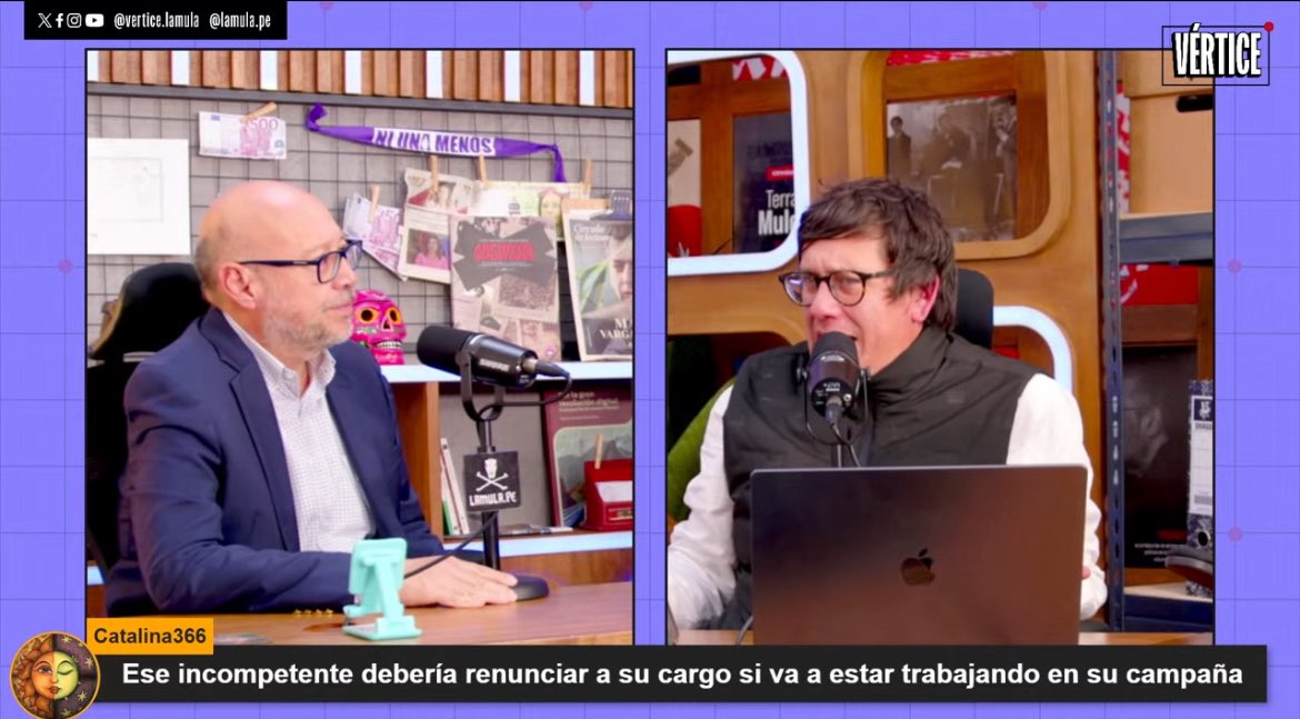 La Mula (@lamula) on Twitter photo Hoy en #Vértice con <a href="/JaimeChincha/">Jaime Chincha</a> + #TeamVértice <a href="/tres_lunares/">Valeria Coca</a>
El alcalde de Lima, Rafael López Aliaga, parece haber iniciado su campaña rumbo al 2026. Esta semana publicó un video titulado "Mensaje a la ciudadanía", donde exige al premier que escuche sus propuestas de Hoy en #Vértice con <a href="/JaimeChincha/">Jaime Chincha</a> + #TeamVértice <a href="/tres_lunares/">Valeria Coca</a>
El alcalde de Lima, Rafael López Aliaga, parece haber iniciado su campaña rumbo al 2026. Esta semana publicó un video titulado "Mensaje a la ciudadanía", donde exige al premier que escuche sus propuestas de