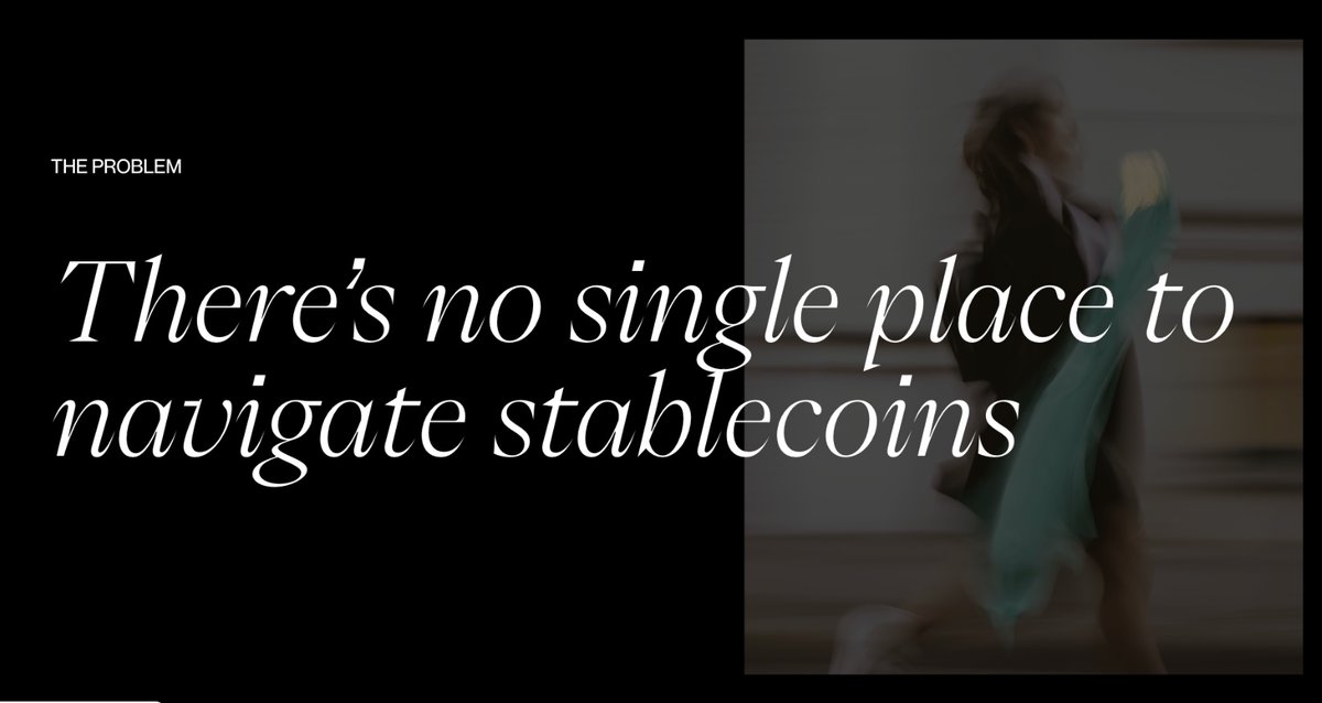 1/ There's no single place to navigate stablecoins.

We've spent the last 6 months in the trenches of the stablecoin space, and we think we found the solution.

Here's your first look at @Stabledash 🧵

Inspired by <a href="/dr3wrogers/">Drew Rogers</a> presentation at <a href="/thestablecon/">stablecon</a>