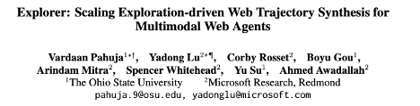 🚀 Thrilled to unveil the most exciting project of my PhD:
Explorer — Scaling Exploration-driven Web Trajectory Synthesis for Multimodal Web Agents
TL;DR: A scalable multi-agent pipeline that leverages exploration for diverse web agent trajectory synthesis.

📄 Paper: