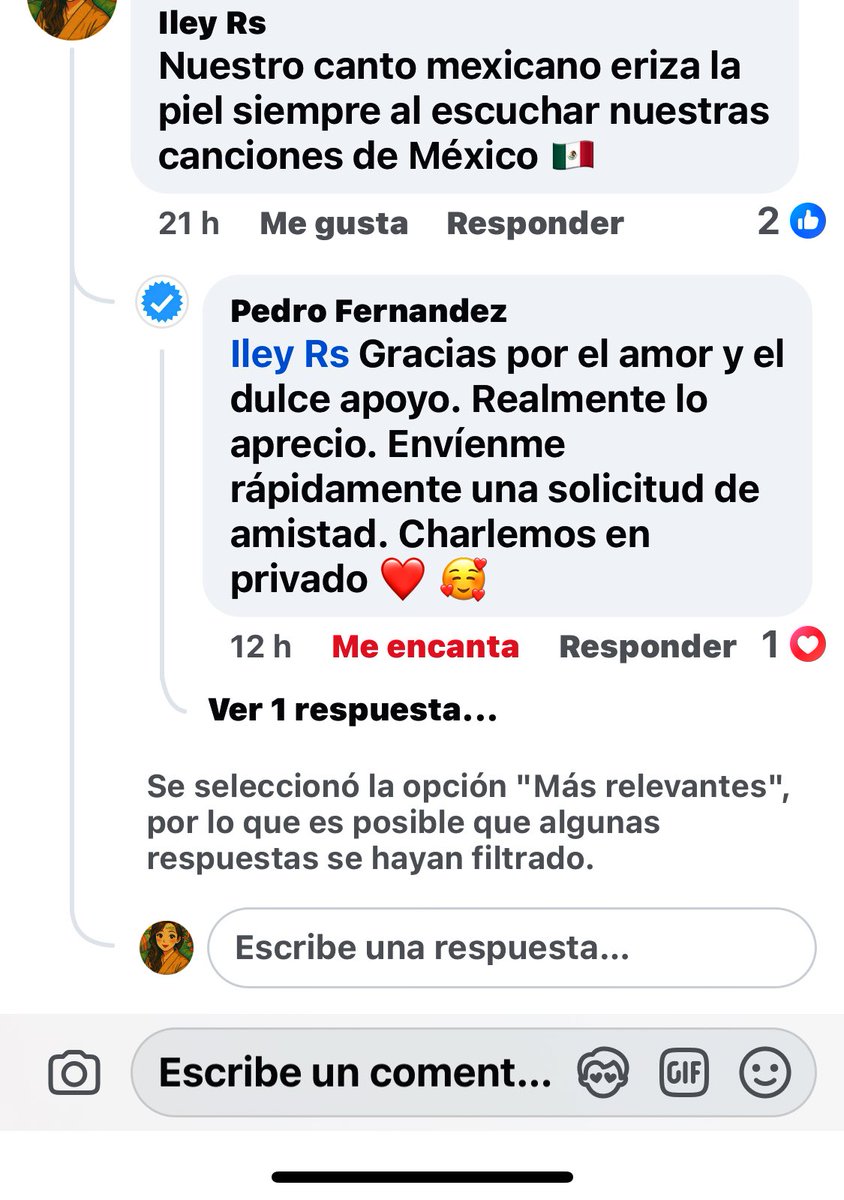 Hola <a href="/pedro_fer/">Pedro Fernández</a> espero tengas un maravilloso día , precioso están enviando comentarios cuentas falsas a nuestras cuentas según para hablar en privado , es falso pues quien te conocemos sabemos tu cuenta oficial , abrazos y gracias por leerme besos 😘😘😘😘 OJO CHICAS ES FALSO