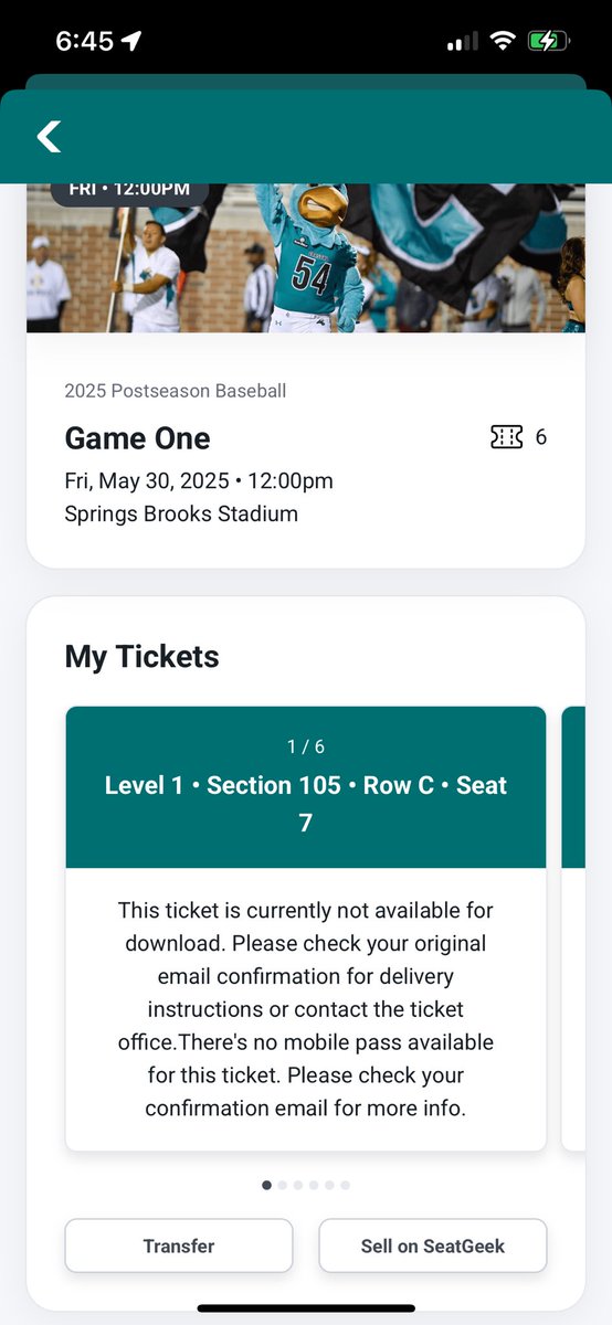 brwilli1's tweet photo. @GoCCUsports @CoastalBaseball Then why does my ticket say there is no digital ticket? 🤷🏼 https://t.co/zDkowDOQ72
