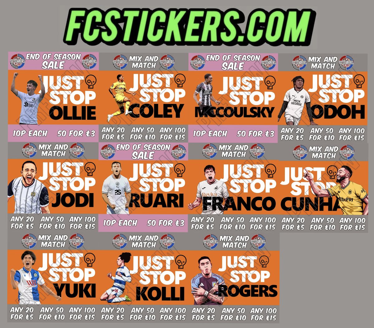 🟠 The "Just Stop..." designs on our website 

Order yours now!  

#UpTheStickers #MarkYourTerritory 

#Wolves #PUFC #Rovers #QPR #AVFC #NottsCounty #SUFC #Swans #PVFC