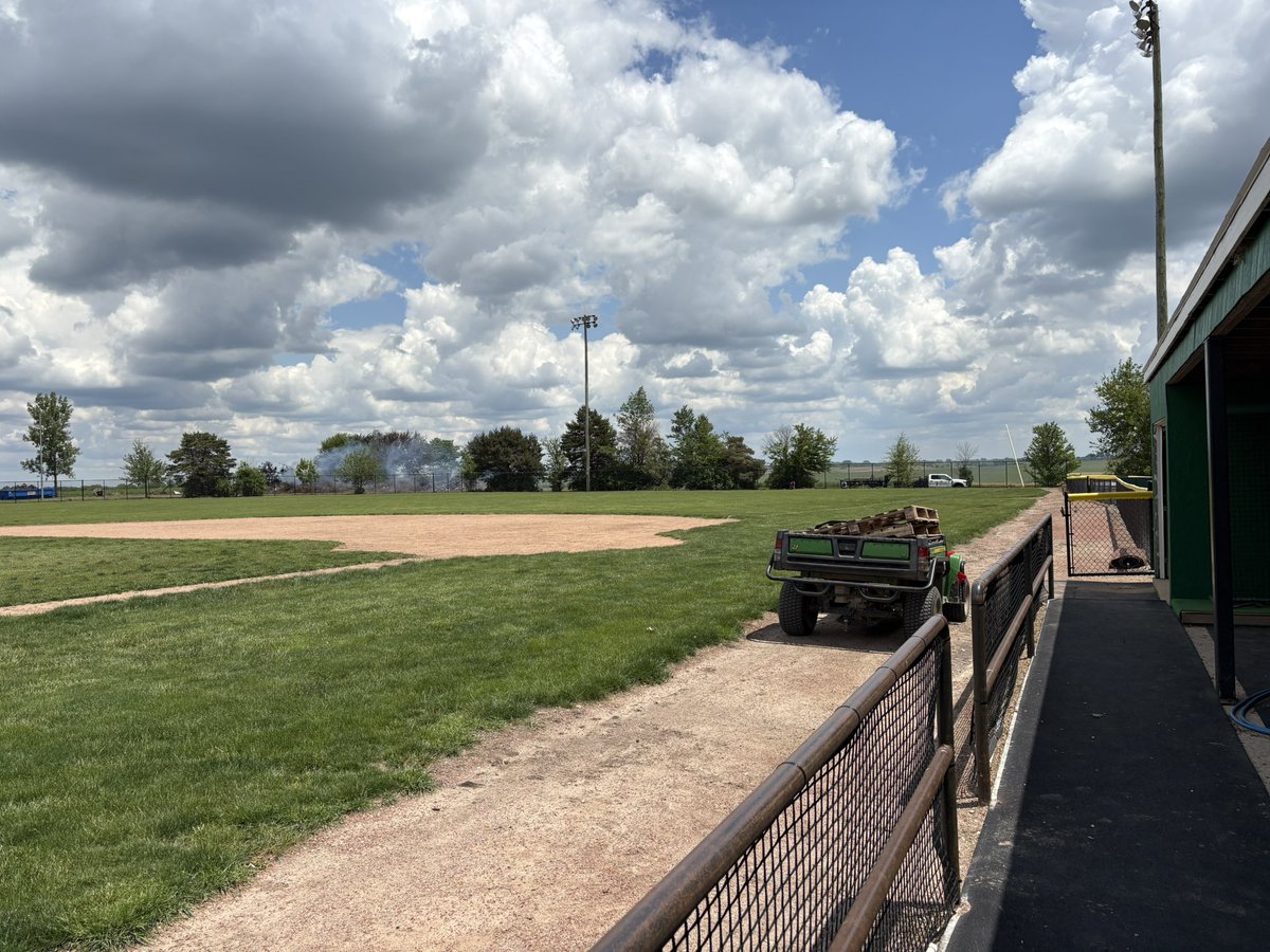 New fence up. Next up - Plyo walls in the bullpens, foul polls, and fence cap!