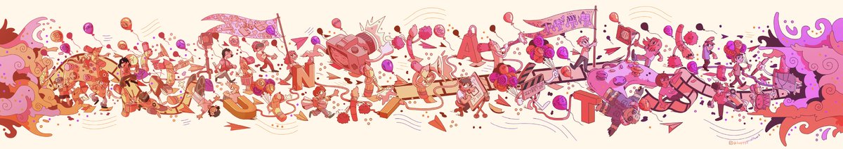 Me pidieron en mi universidad que les diseñara un dibujo que pegarían en todo un salón. Aquí se los dejo, partido de cerca y la versión completa sin cortes.