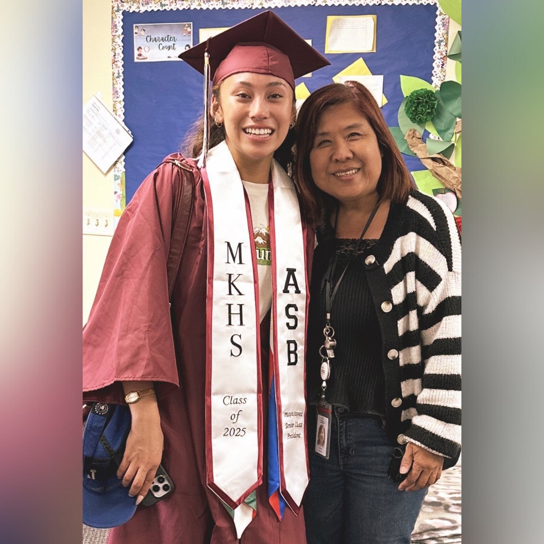 🌟 Full-circle moment! 🌟
Maya Reyes, a former Options for Learning student, just graduated from Mark Keppel High School and is headed to college in London! 🇬🇧 But before she left, she made a special visit to her kindergarten teacher and Teacher Elaine On — two educators who