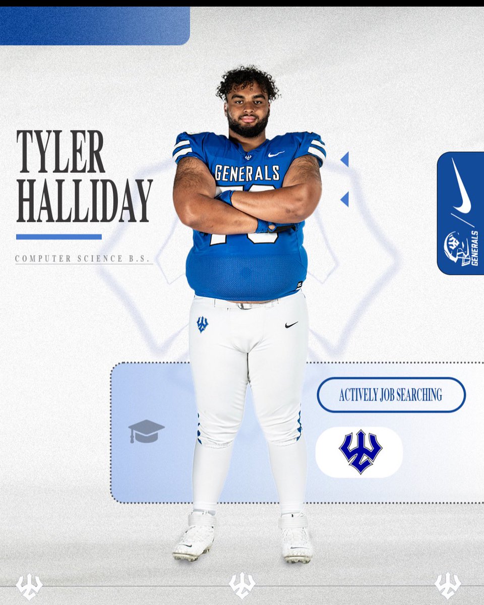Tyler Halliday is next up! With a degree in Computer Science, Tyler is actively looking for his next opportunity. He is a leader on the field and ready to do the same in the office also. #GWD #GoB16