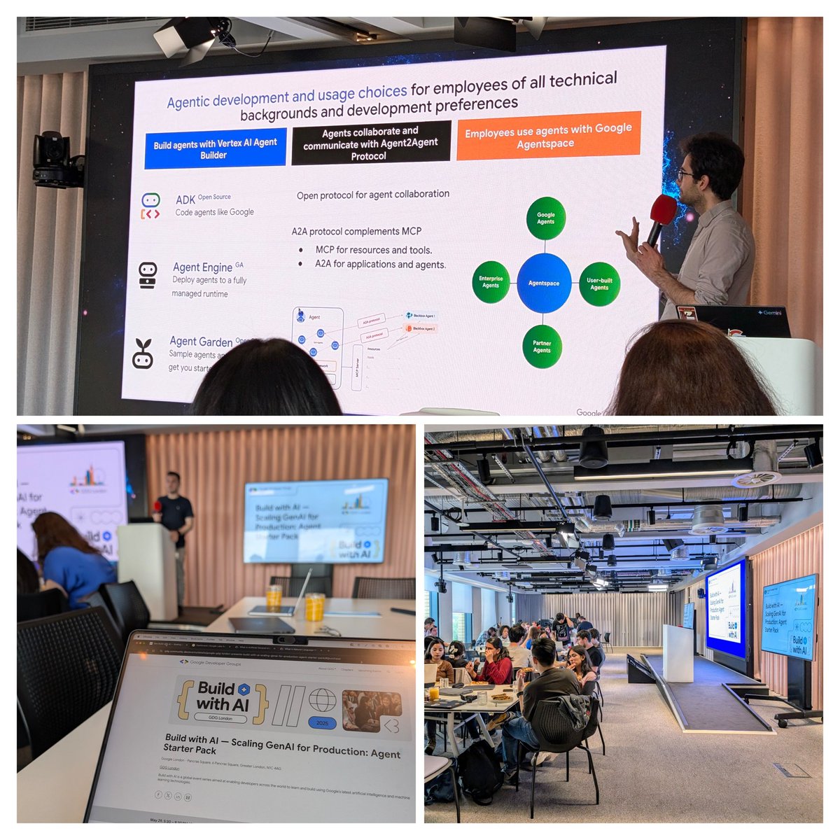 🙌 Today at Google, we learned how to build production-ready Agents in GCP and used the Agent Starter Pack to also deploy any agent of choice to Cloud Run. Thank you GDG London for an amazing workshop! Feeling inspired and ready to build 🚀 #GenAI #GCP #BuildWithAI #GDGLondon