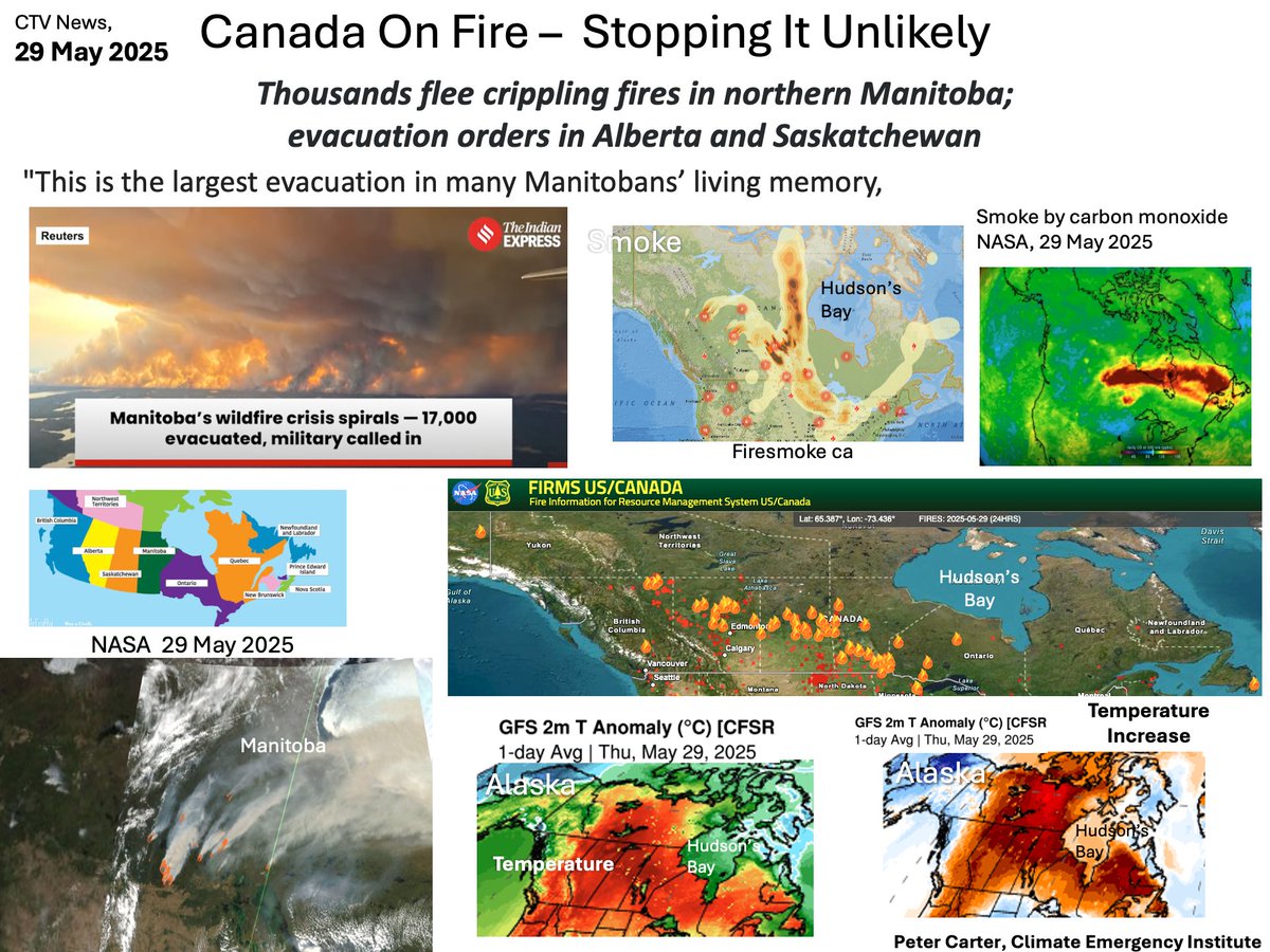 CANADA BURNS - HUGE WARMING
The record 2023 Canada fires started like this
The whole northern Canada region is under very high heating. Most of Canada under high warming. Vast smoke plumes Likely unstoppable
#wildfires #ClimateChange #globalwarming