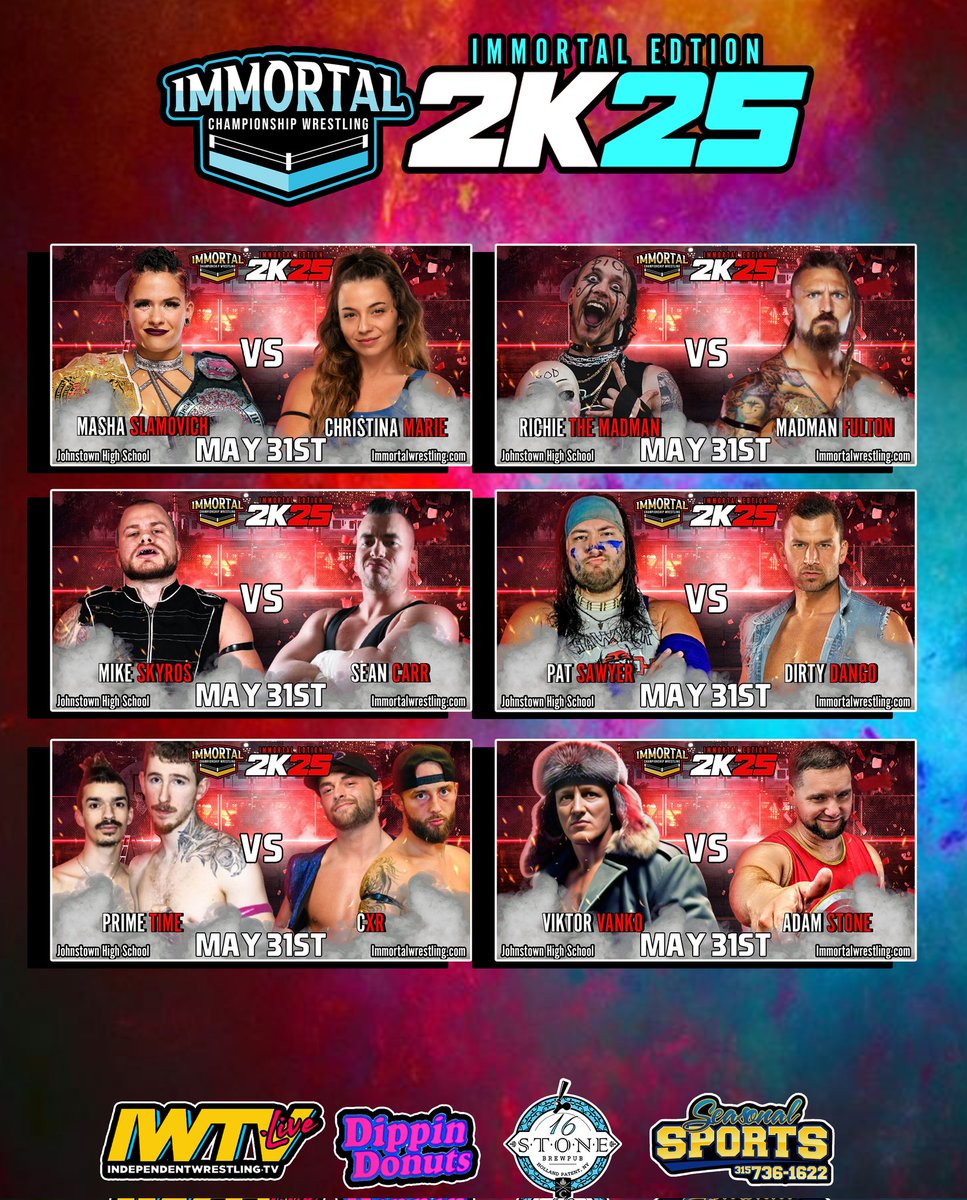 Only 1 day left to save $5 on tickets to #ICW2k25! Don't miss another stacked card and support the Johnstown Class of 2028! Online Presale ends tomorrow night at 8PM! Get them now at a.purplepass.com/icw2k25