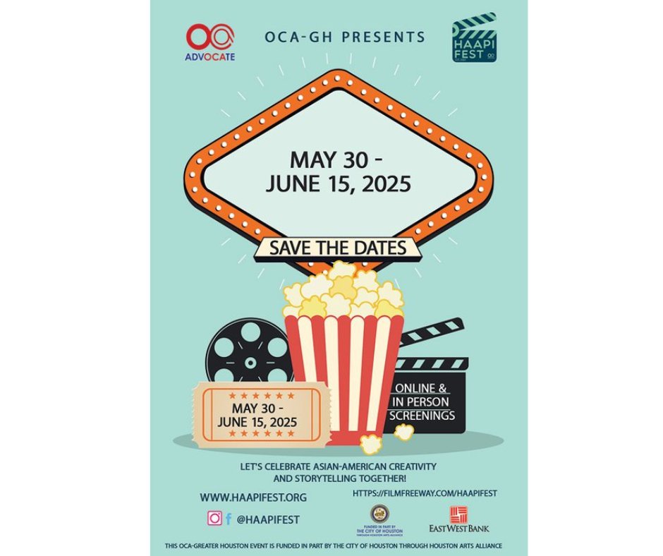 🎬 Wrap up AAPI Heritage Month at #HAAPIFEST2025! Join this multi-day film, music &amp; art fest spotlighting AAPI culture &amp; stories, May 30–June 15. 🎟️ Use code HAAPI30 for 30% off passes! 👉 zurl.co/5gp92  #AsianChamberHOU #AAPIHeritageMonth #SupportAAPIVoices