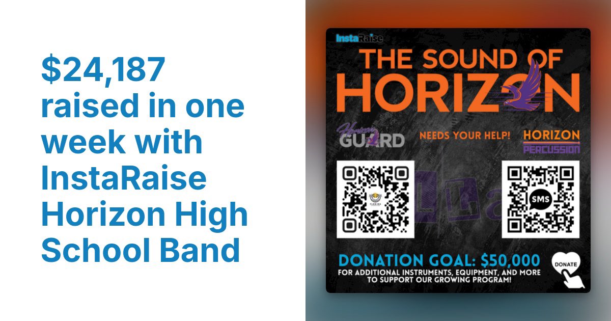 💥 $24,187 raised in ONE WEEK.
No begging. No burnout. Just a system that works.
Horizon HS Band set the bar — who’s next?
👇
#InstaRaise #HighImpactFundraising #ResultsMatter #BandDirectors #GameOn