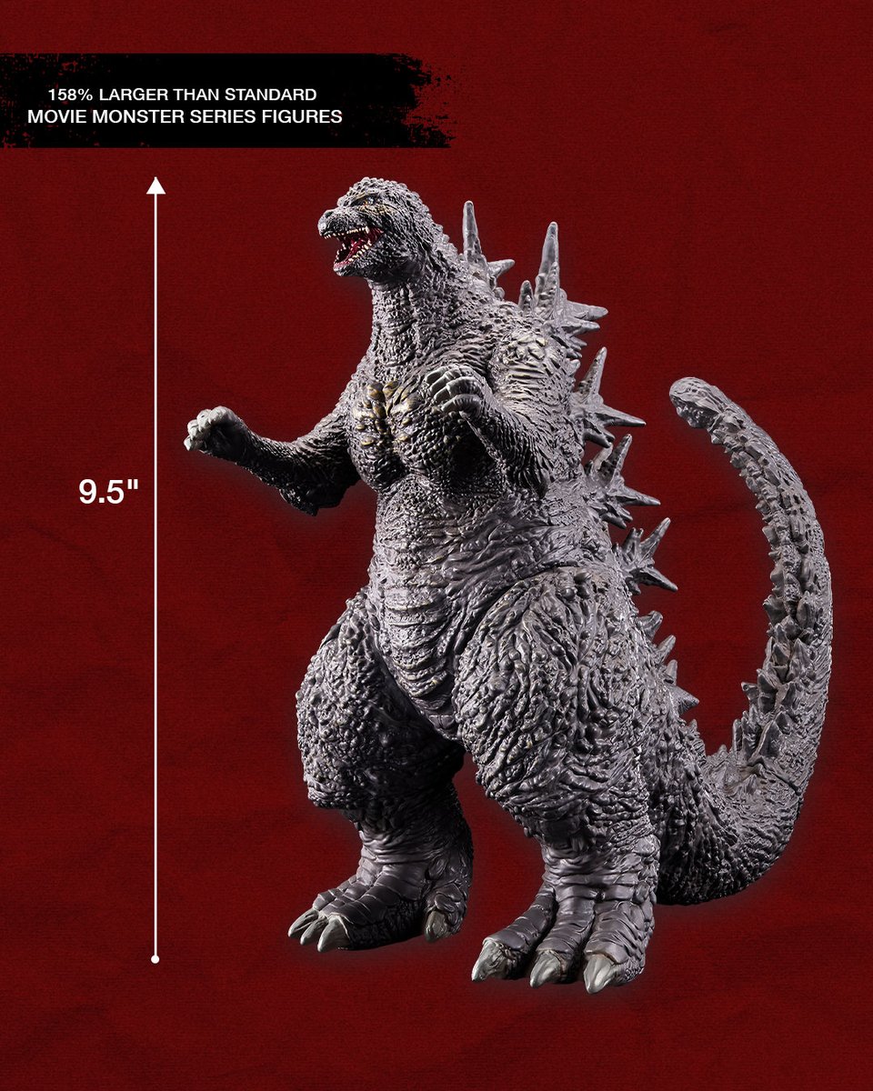 GodzillaS_US's tweet image. 158% MORE MASSIVE ‼️
Tower over standard Movie Monster Series figures with Bandai's 9.5" tall Godzilla Monster King Series - Godzilla Minus One (2023)!
Pre-order now: ow.ly/AZir50W1bc8