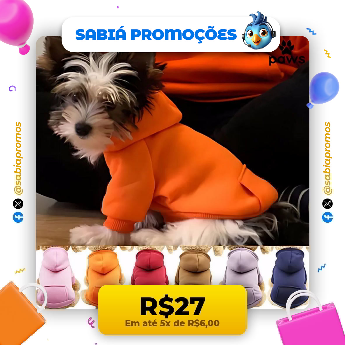 sabiapromos's tweet image. SEU PET QUENTINHO! 🔥🐶

🐾 Moletom Capuz Pet Pequeno
💸 R$27

👉 s.shopee.com.br/9ABlKYB8d4

#ModaPet #PetQuentinho #RoupaPet