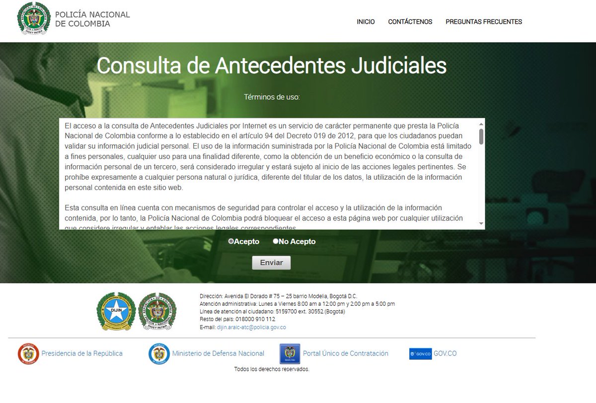 #ConsultaCiudadana | Consulte sus Antecedentes Judiciales de manera fácil y rápida en línea. 

Acceda desde cualquier lugar a través del siguiente enlace 👉 antecedentes.policia.gov.co:7005/WebJudicial/